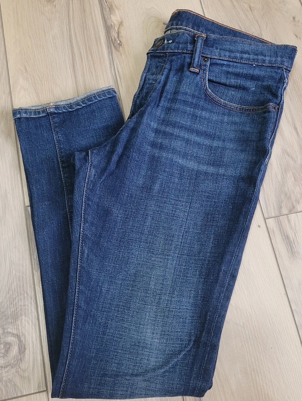 Abercrombie & Fitch Men The Super Skinny Button Fly Blue Stretch Denim Jeans 34